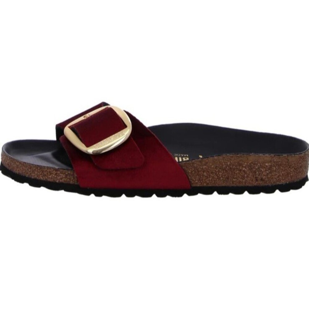 40 N Birkenstock N/W/B Madrid Big Buckle Rivet Logo Maroon Velvet DISCONTINUED